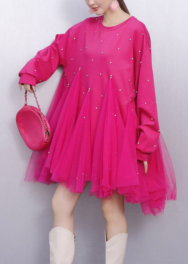 Rose Oversized Patchwork Tulle Holiday Dress Spring