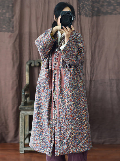 Winter Warm Pocket Print Coat