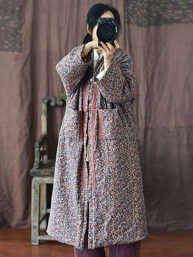 Winter Warm Pocket Print Coat