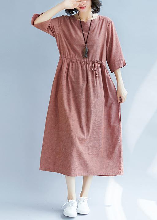Classy Drawstring Cotton Tunics Photography Red Robe Dresses Summer