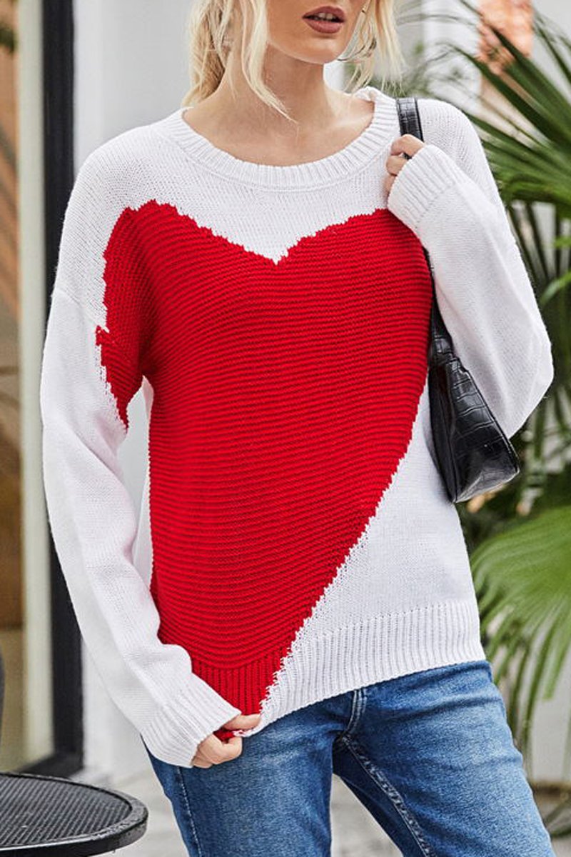 Heart-shaped Printed Sweater