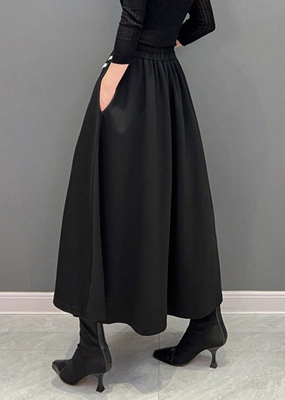 Novelty Black Thick Elastic Waist Skirts Winter