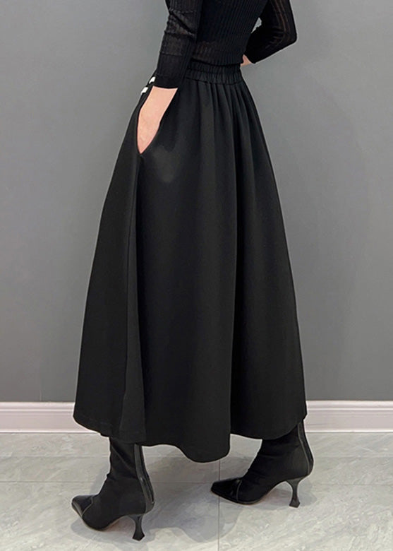 Novelty Black Thick Elastic Waist Skirts Winter