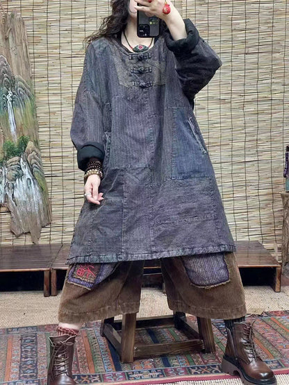 Thick Split Hem Loose Pullovers Jacket