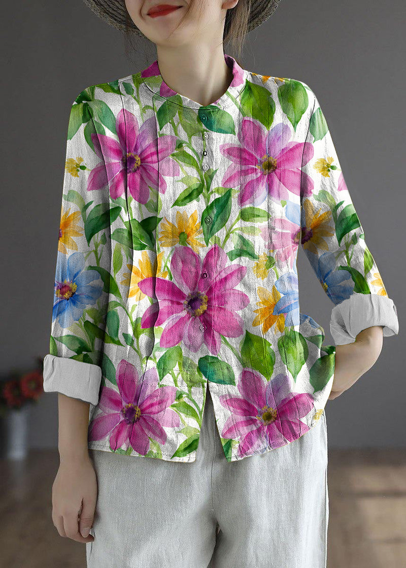 Yellow Button Fall Top Long Sleeve Linen