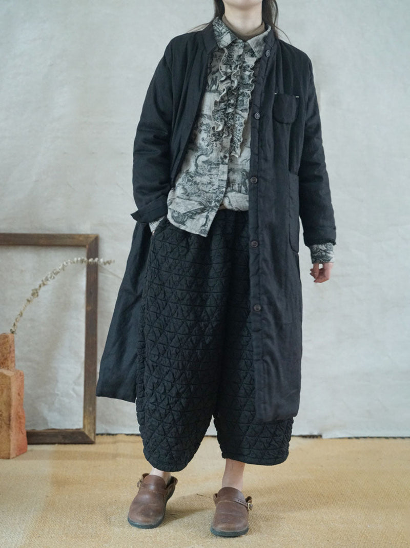 Winter Button Pocket Padded Coat