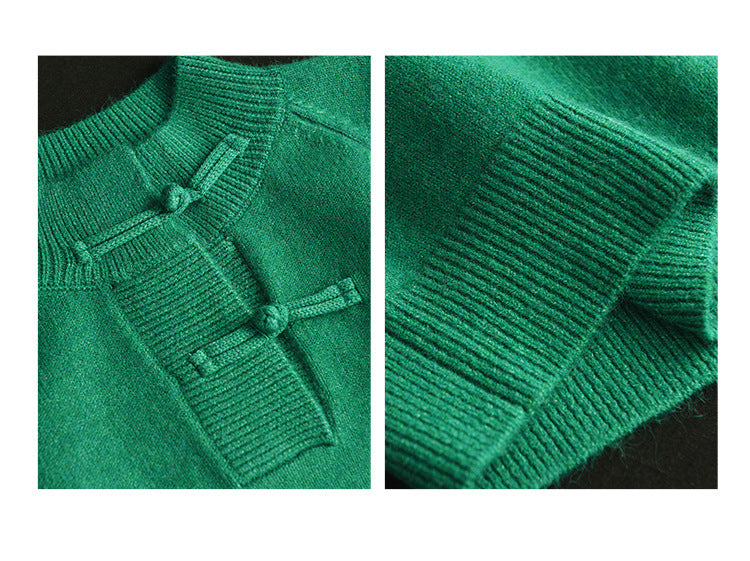 Retro Buckle Knit Loose Sweater