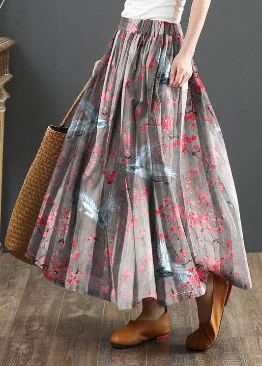 Striped a Line Gray Crane Skirts Linen