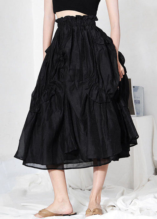 Diy Black Cinched Tulle Patchwork Skirt Spring