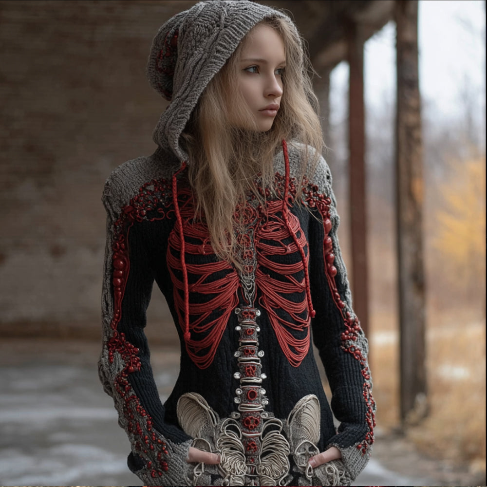 Comstylish Halloween Human Anatomy Art Splicing Hooded Sweater