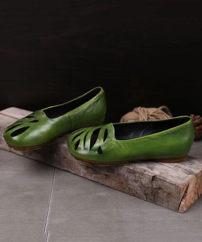 Green Hiking Sandals Comfortable Cowhide Leather Hollow Out