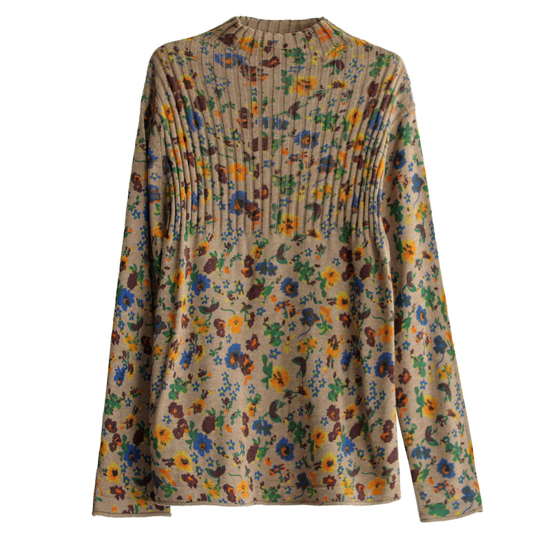 Retro Cotton High Collar Knitted Sweater