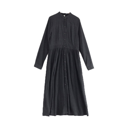 Autumn Cotton Stripe Loose Dress