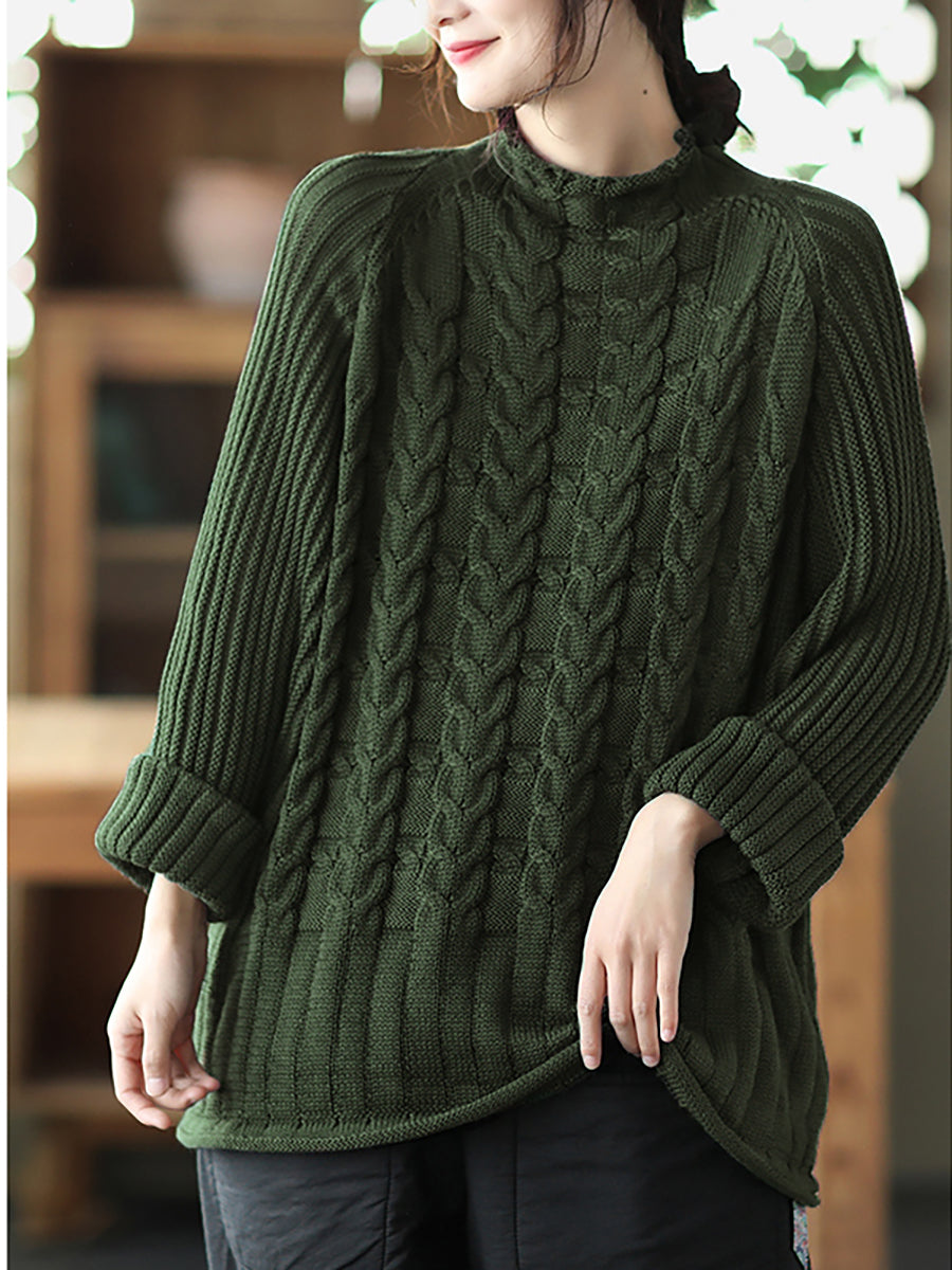 Turtleneck Knitted Color Long Sleeve Sweater