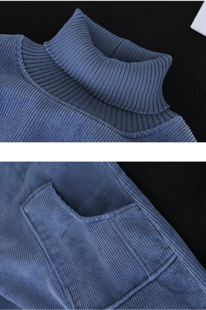 Corduroy Color Plus Velvet Thick Loose Turtleneck Top