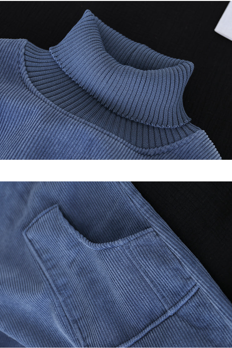 Corduroy Color Plus Velvet Thick Loose Turtleneck Top
