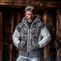Men's Viking Dragon Style Celtic Thick Zip Hooded Sweater artswardrobe