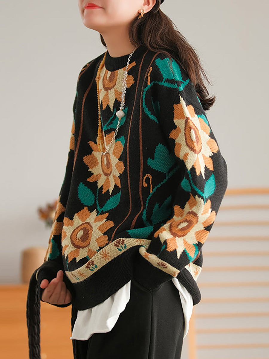 Knitted O Neck Long Sleeve Sweater