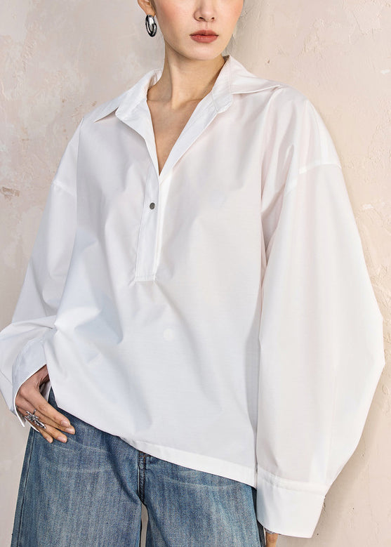 White Peter Pan Collar Button Cotton Shirt Fall