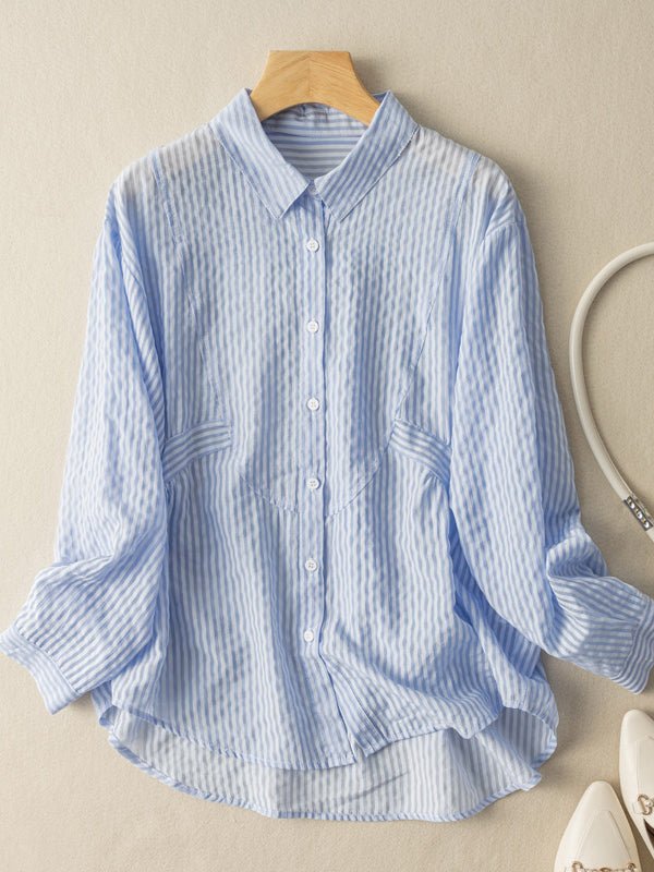 Classic Stripe Long Sleeves Shirt in Color