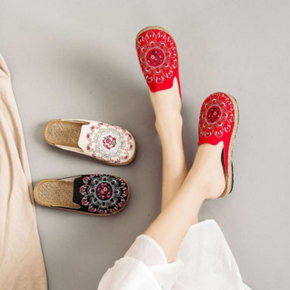Embroidered Flats Home Slippers