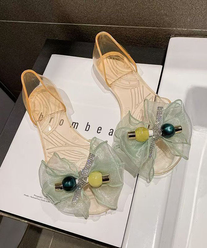 Black Bow Splicing Clear Sandals Peep Toe