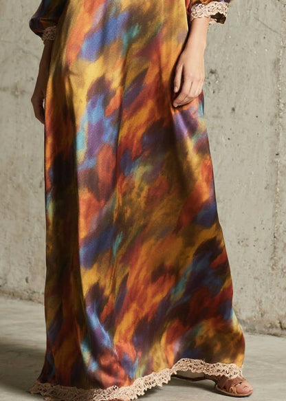 Oversized Tie Dye Chiffon Robe Dresses Fall