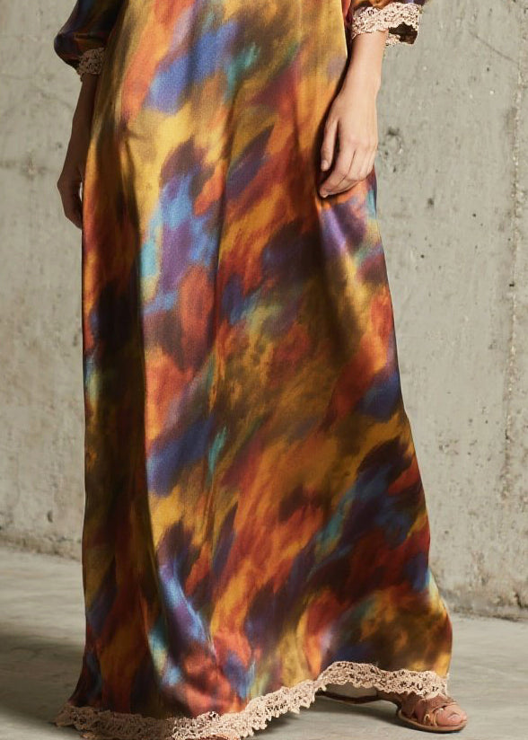 Oversized Tie Dye Chiffon Robe Dresses Fall