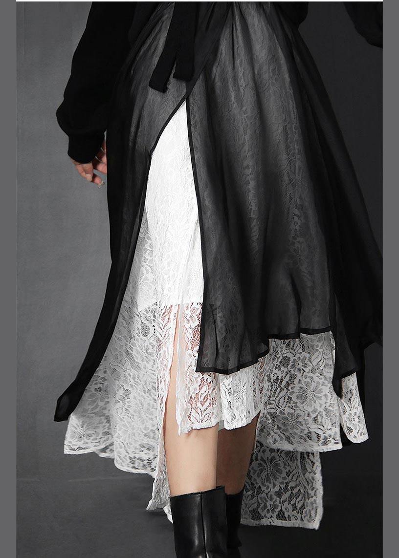 French Black Hollow Out Asymmetrical Design Summer Skirts