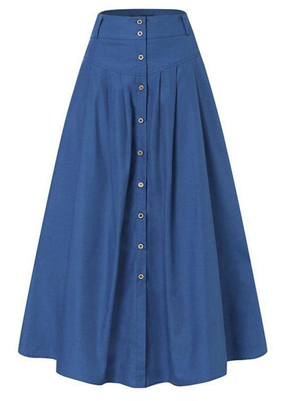 Color Print2 Bottom Front Loose Long Skirt With Pocket