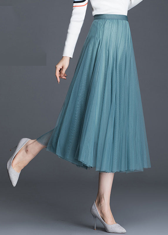 Grey Tulle Pleated a Line Fall Skirts