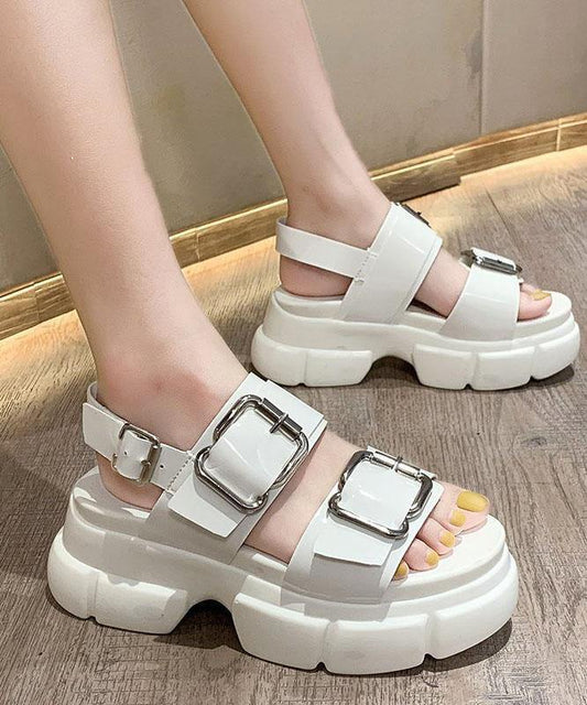 Platform White Hiking Sandals Buckle Strap Platform Best Sandals for Walking