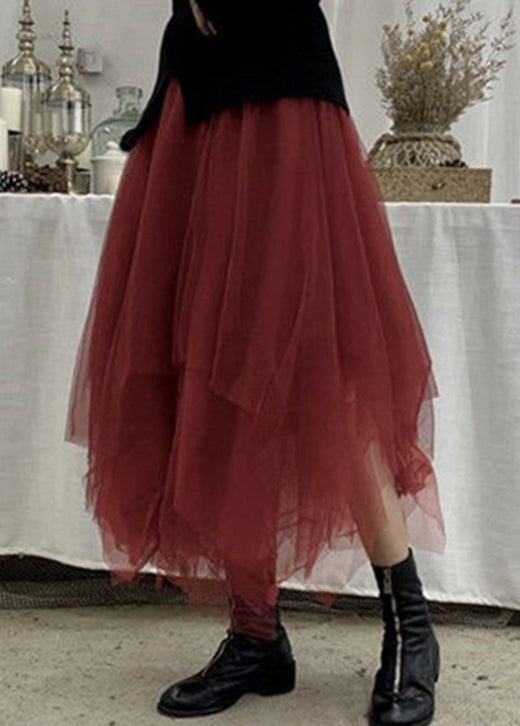 Mulberry Asymmetrical Tulle Skirts Spring