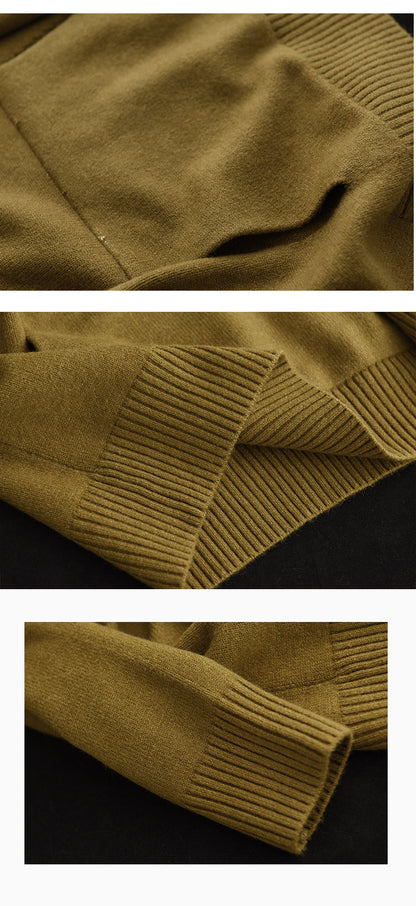 Thick Twist Drawstring Hooded Knit Sweater