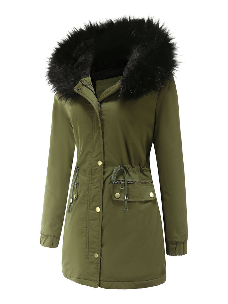 Parka Coat Street Plush Winter Hoodie Coat Color Oversized Fur Warm Coat