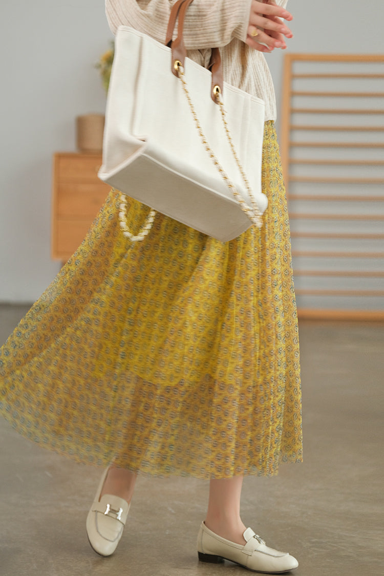 Digitally Printed Densified Elastic Waist Skirt