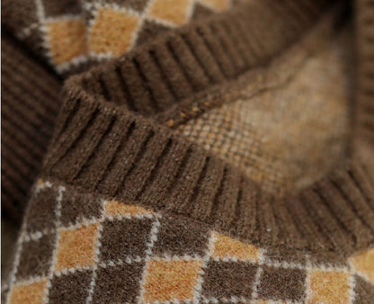 Plaid Round Neck Warm Knitted Sweater Vest