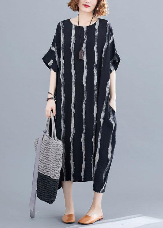 Classy Black Loose Pockets Summer Party Dress Half Sleeve