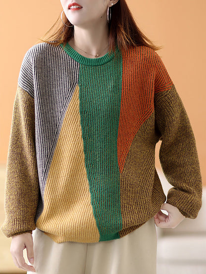 Winter Geometric Colorblock Sweater
