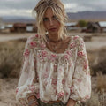 Women's Vintage Floral Pattern Casual Long Sleeve Shirt elevenforest