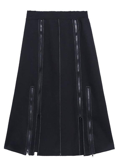 A-line Skirt High Waist Mid Length Winter Black Skirt