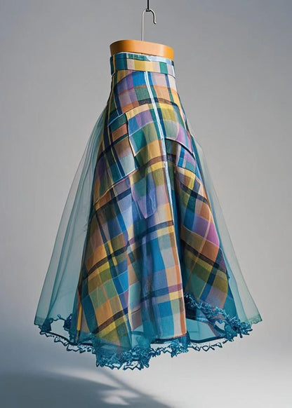 Colorblock Plaid Exra Large Hem Tulle Skirts Fall