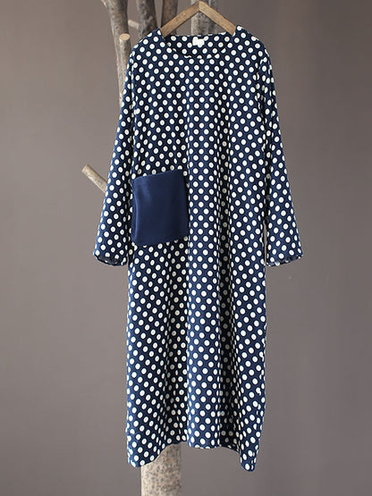 Dot Pocket Loose Thick Dress