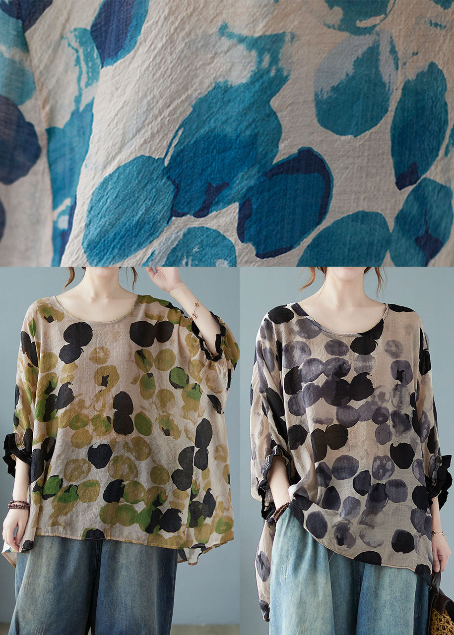 Green O-neck Dot Half Sleeve Shirts