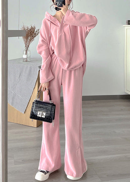 Grey Hooded Tops and Pants Cotton Sport Suit Two Pieces Set Spring