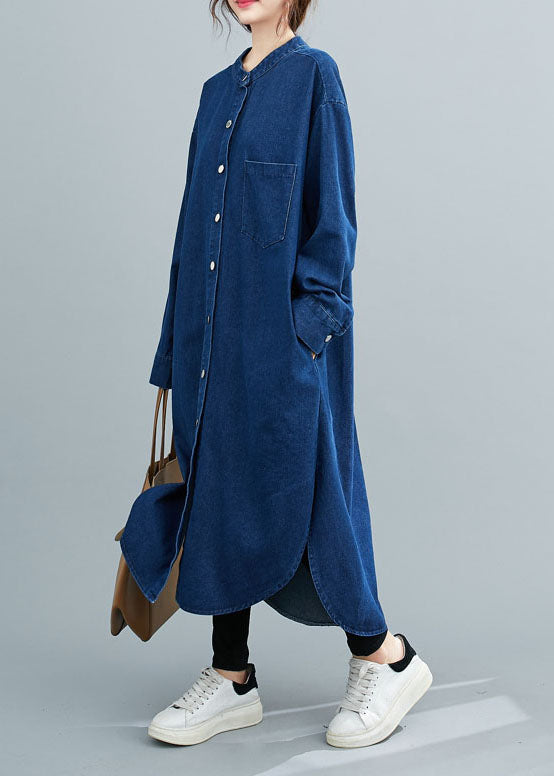 Natural Blue Shirts Denim Maxi Dress