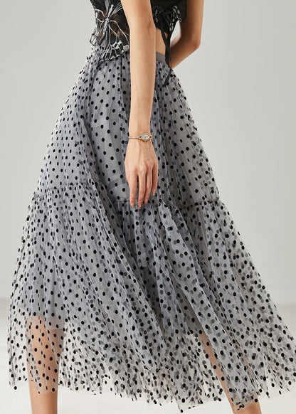 Grey Dot Patchwork Tulle Skirts Summer