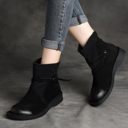 Cozy Leather Paneled Flats Martin Boots