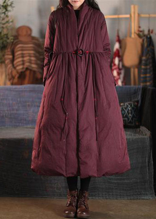 Mulberry V Neck Embroidered Pockets Duck Down Witner Coats