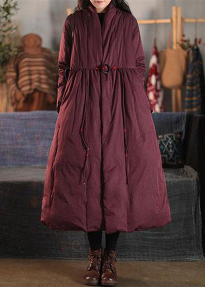Mulberry V Neck Embroidered Pockets Duck Down Witner Coats